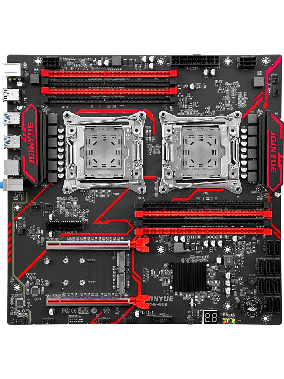 Jginyue 9d4 Intel X99 2666 Mhz Ddr4 Soket Gigabit Ethernet 2011-3 Çift Işlemci Destekli E-Atx Anakart