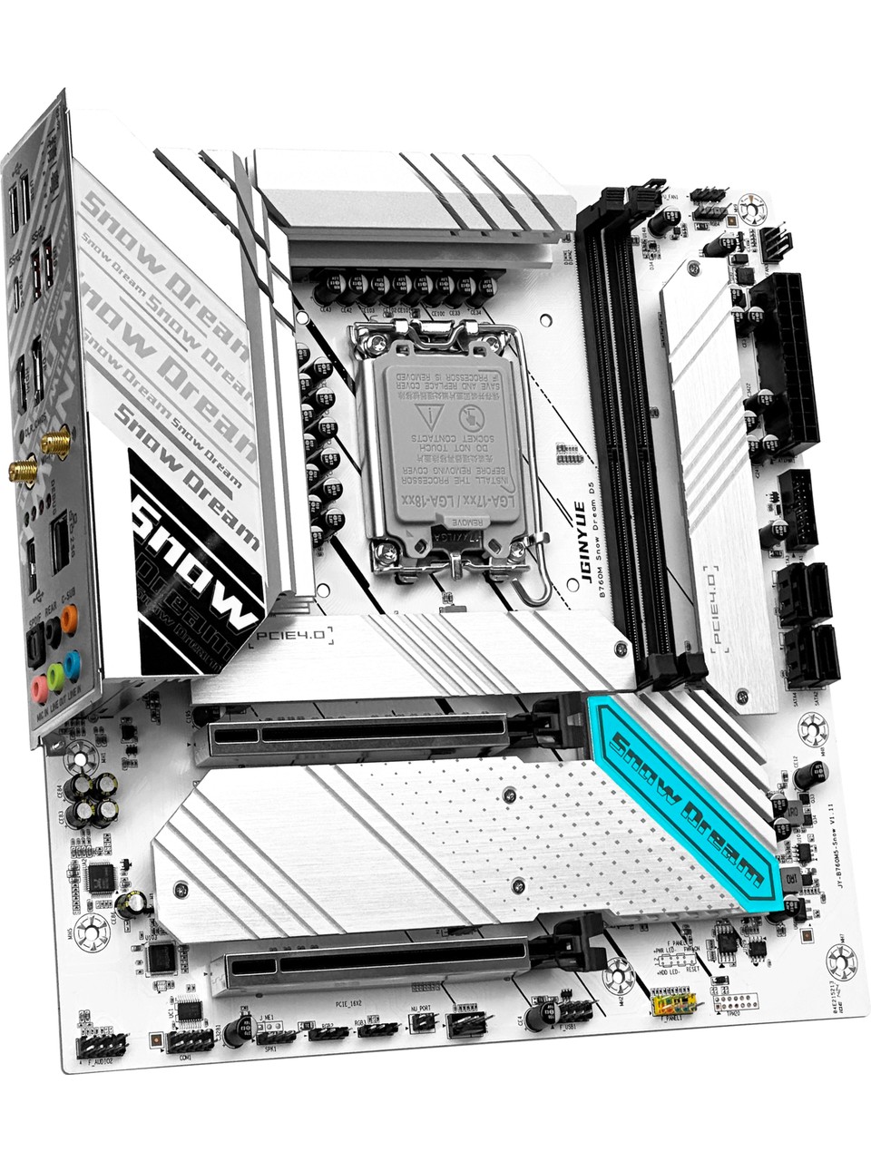 Jginyue B760M Snow Dream D5 Ddr5 Oc 8000 Mhz 4x Nvme HDMI Dp Type-C 1700 Soket