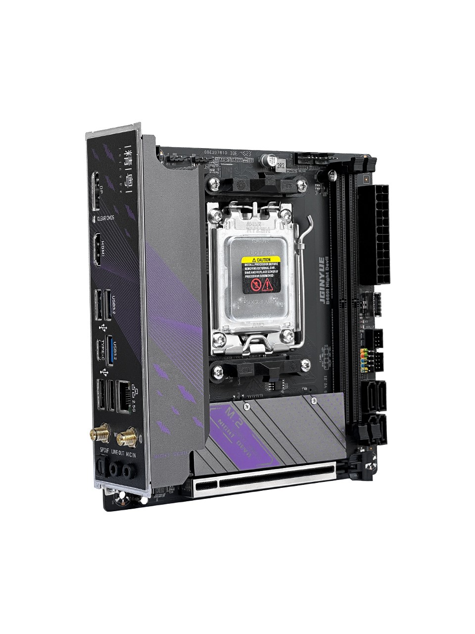 Jginyue B650I Night Devil Amd B650 Chıpset Ddr5 7000 Mhz (Oc) Am5 Itx Gamıng Anakart